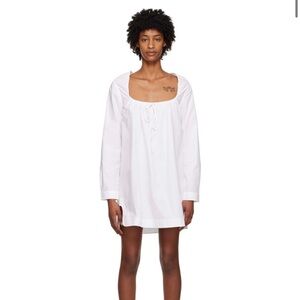 Ganni white poplin mini dress